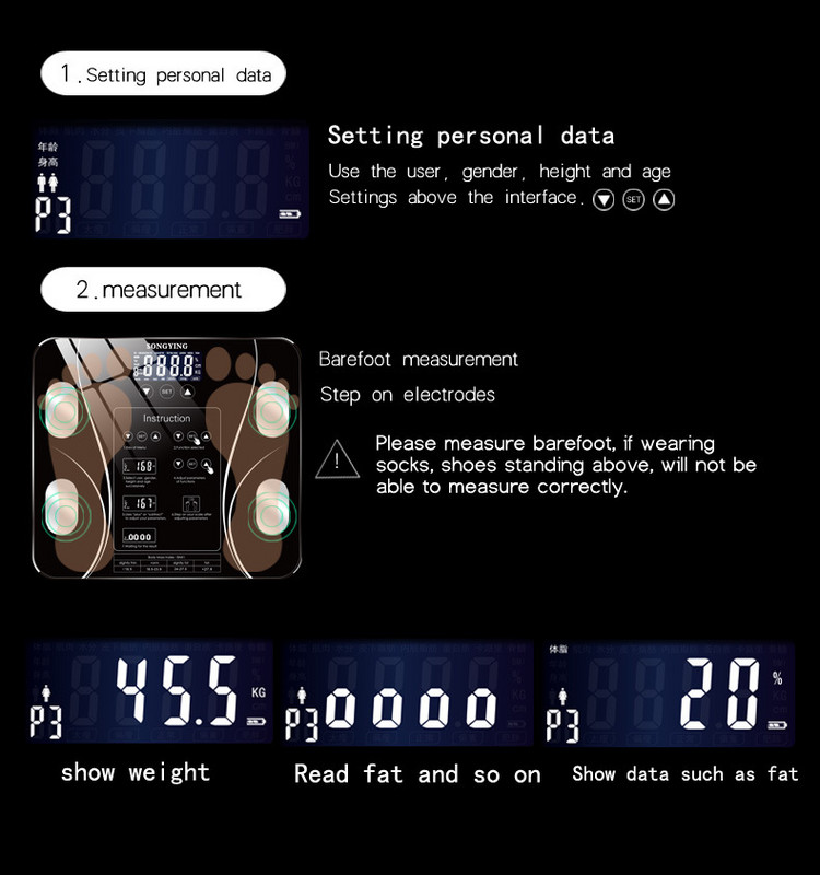 USB punjenje Zdravstvena vaga Pametna tjelesna vaga Indeks elektroničke pametne vage Aplikacija za pametni telefon Bluetooth-kompatibilna vaga za masnoću
