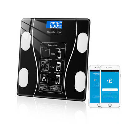 kuum Bluetooth kehakaal BMI Vannitoakaalud Nutikad elektroonilised kaalud LCD digitaalsed kaalud tasakaalu keha koostise analüsaator