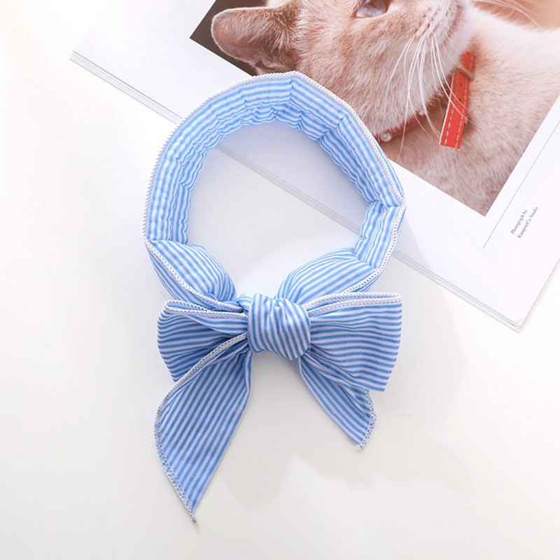 Kaķu ledus šalle, loka mezgla dizains, elpojošs svītrains suņu bandana vasaras mājdzīvnieku dzesēšanas kaklasiksna mājdzīvnieku piederumi