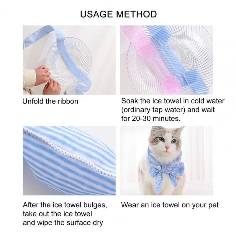 Kaķu ledus šalle, loka mezgla dizains, elpojošs svītrains suņu bandana vasaras mājdzīvnieku dzesēšanas kaklasiksna mājdzīvnieku piederumi