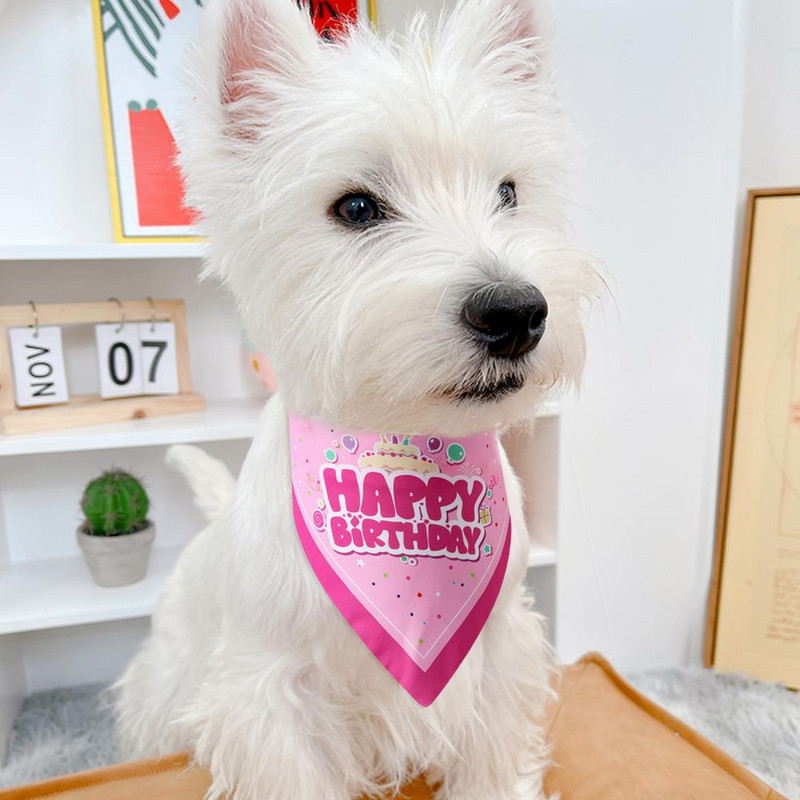 Koera sünnipäeva bandana ülipehme peen mustriga polüestrist sünnipäevateemaline trükitud lemmiklooma sall kutsikas sülg rinnatükk Lemmikloomatarvikud