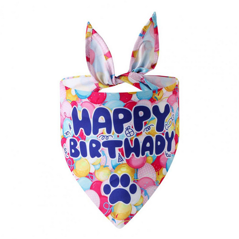 Koera sünnipäeva bandana ülipehme peen mustriga polüestrist sünnipäevateemaline trükitud lemmiklooma sall kutsikas sülg rinnatükk Lemmikloomatarvikud