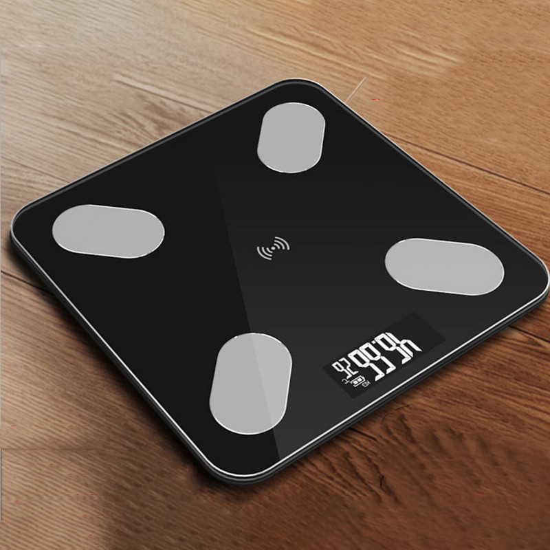 Cântar electronic Bluetooth Cântar pentru grăsime corporală Cântar pentru corp Cântar digital pentru greutate Afișaj LCD din sticlă securizată