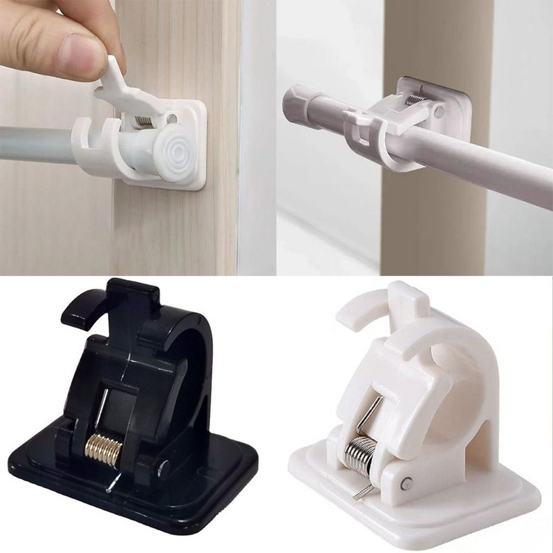 4db állítható függönyrúd kapocs öntapadó bilincs kampós függönyrúd tartó fali konzol tartó szögmentes fali akasztó klip