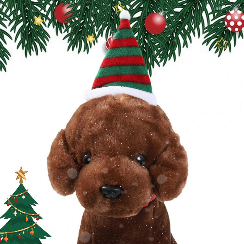 Pokrivala za kućne ljubimce Modni baršunasti božićni šešir za pse s otisnutim prugama Klasični božićni šešir za mačke za kućne ljubimce Dodaci za kućne ljubimce