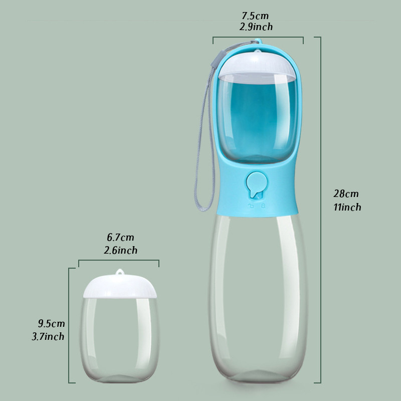 Cawayi KENNE 550ml Mājdzīvnieku suņu kaķu ūdens pudele ar 100g barības padeves bļodu Pārnēsājami āra suņi Dzeramā ūdens trauki Mājdzīvnieku piederumi