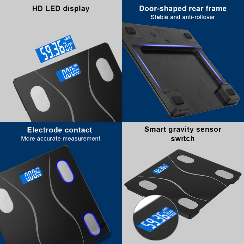 Bluetooth aplikacija Pametna elektronska vaga Vaga BMI Analizator sastava tijela Digitalne kupaonske vage Vaga tjelesne masnoće