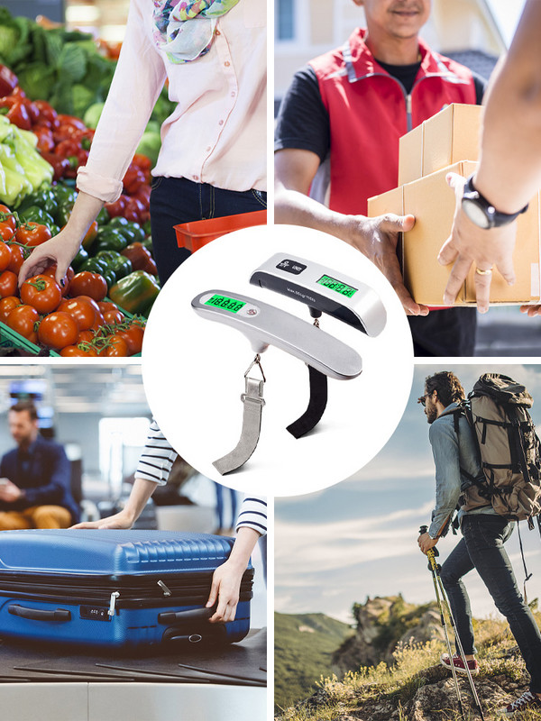 50 kg/110 svarų nešiojamos elektroninės rankinio bagažo svarstyklės LCD skaitmeninis ekranas Balanso svarstyklės lagaminas Kelionės sveria bagažo svorio įrankis