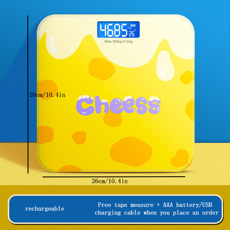 Uus multifilmi juustu mustriga põrandakaal inimkeha elektrooniline kaal Digitaalne kaal kaal Kodu keha tervise kaal Vannitoa kaal