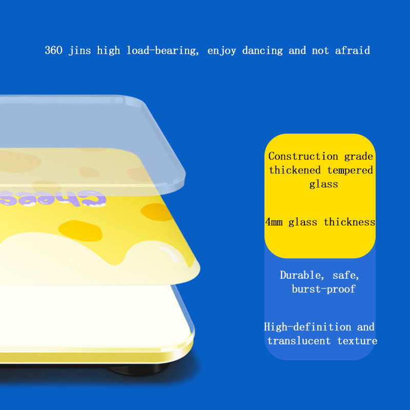 Uus multifilmi juustu mustriga põrandakaal inimkeha elektrooniline kaal Digitaalne kaal kaal Kodu keha tervise kaal Vannitoa kaal