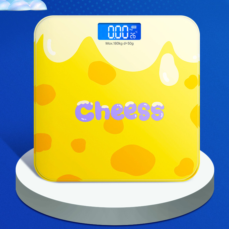 Uus multifilmi juustu mustriga põrandakaal inimkeha elektrooniline kaal Digitaalne kaal kaal Kodu keha tervise kaal Vannitoa kaal