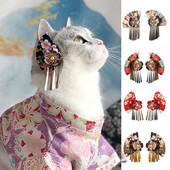 Jauka izskata mājdzīvnieku matu sprādzes pret izbalēšanu mājdzīvnieku matu aksesuāri ar ziedu rakstu Saģērbt Skaistas mājdzīvnieku suņu matu sprādzes ar pušķiem