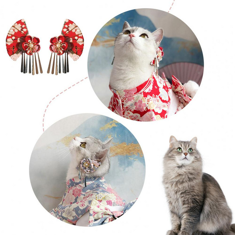 Jauka izskata mājdzīvnieku matu sprādzes pret izbalēšanu mājdzīvnieku matu aksesuāri ar ziedu rakstu Saģērbt Skaistas mājdzīvnieku suņu matu sprādzes ar pušķiem