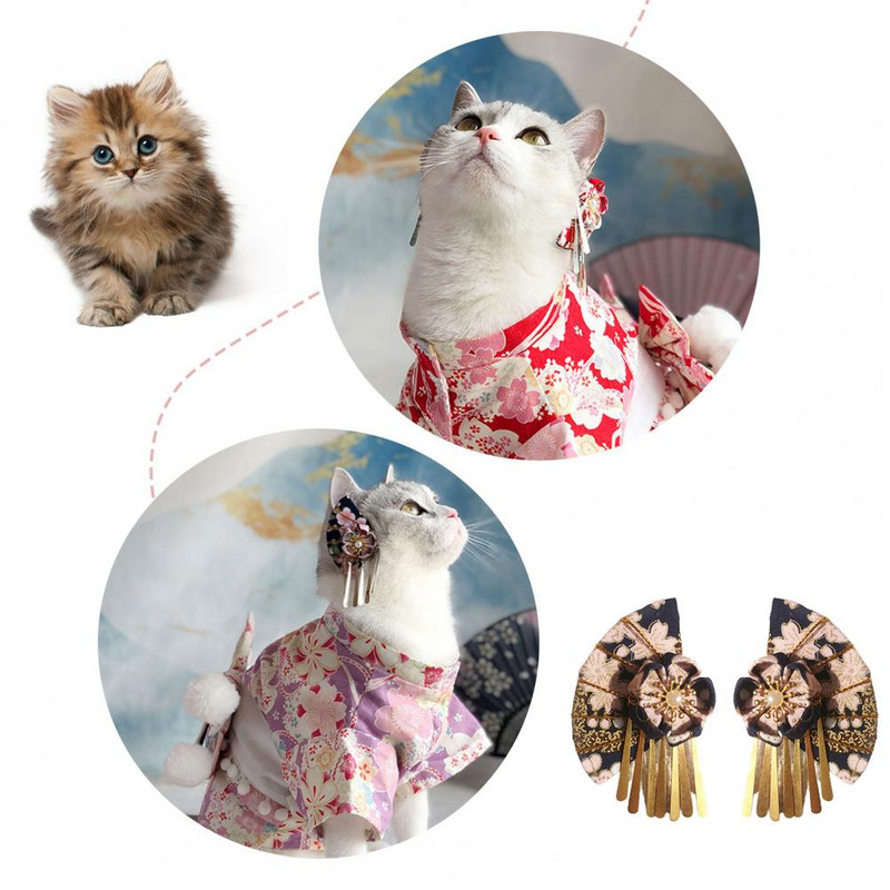 Jauka izskata mājdzīvnieku matu sprādzes pret izbalēšanu mājdzīvnieku matu aksesuāri ar ziedu rakstu Saģērbt Skaistas mājdzīvnieku suņu matu sprādzes ar pušķiem