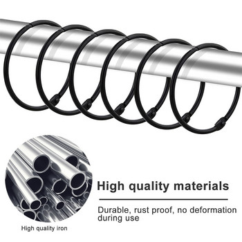 24 опаковки Корнизи за завеси за душ Куки Кръгли метални пръстени за завеси за душ Куки Неръждаема декорация за душ пръти за баня Черни