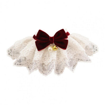 Bandana za kućne ljubimce Preslatka marama od meke teksture za kućne ljubimce, moderna čipkasta ogrlica za pse s malim zvonom za psiće, čipkasta mašna