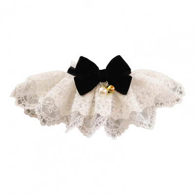 Bandana za kućne ljubimce Preslatka marama od meke teksture za kućne ljubimce, moderna čipkasta ogrlica za pse s malim zvonom za psiće, čipkasta mašna