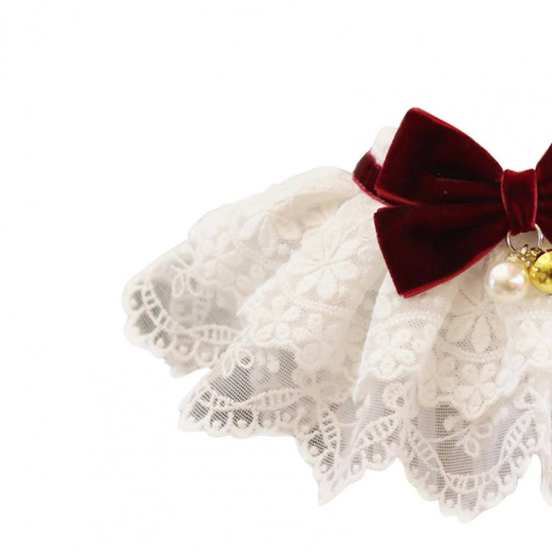 Bandana za kućne ljubimce Preslatka marama od meke teksture za kućne ljubimce, moderna čipkasta ogrlica za pse s malim zvonom za psiće, čipkasta mašna