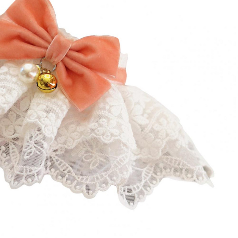 Bandana za kućne ljubimce Preslatka marama od meke teksture za kućne ljubimce, moderna čipkasta ogrlica za pse s malim zvonom za psiće, čipkasta mašna