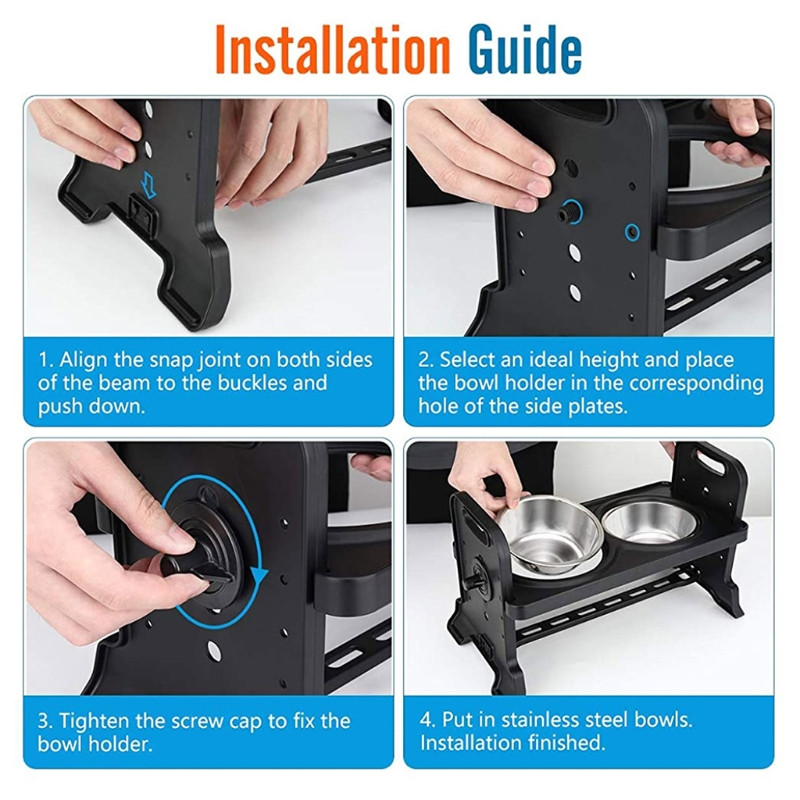 Pretslīdēšanas paaugstinātas dubultās suņu bļodas ar regulējamu augstumu mājdzīvnieku barošanas trauku padevējs