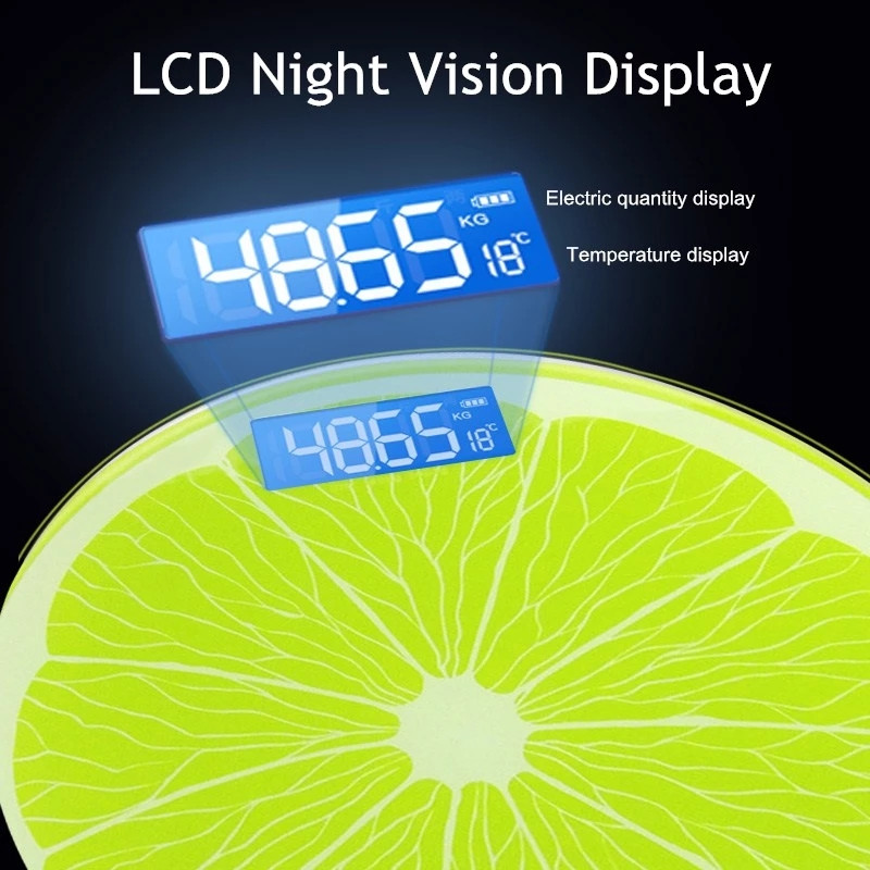 Cartoon Lemon muster kaalu kaal keha kaalumiseks elektrooniline kodumasinate põrand Nutikad digitaalsed kaalud vannitoa kaalud