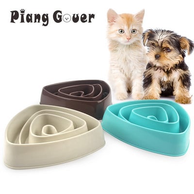 Triangular Dog Slow Eating Training Bowl Puppy Kitten Πλαστική τροφή Μπολ Σίτισης Pet Avoid Choke Feeder Μπολ για σκύλους κατοικίδιων