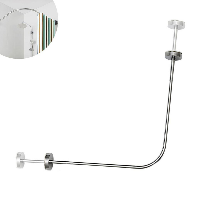 Stalak za zavjese za tuš Zakrivljena šipka za uštedu prostora Kutna kupaonica za ugradnju na zid, bez bušenja, teško opterećena oprema za kadu