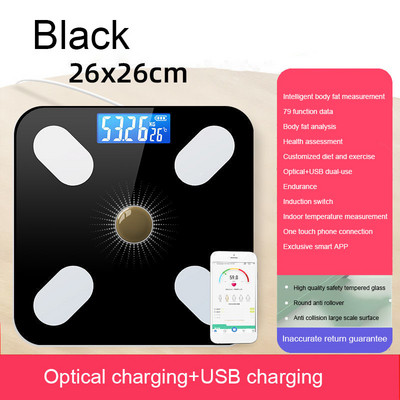 Digitaalne kaal kehakaal USB+optiline laadimine Bluetooth Smart Wireless BMI rasvaanalüsaator Vannituba tüdrukute ühiselamu kaasaskantav UUS
