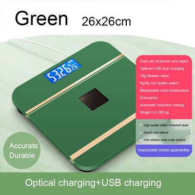 Digitaalne kaal kehakaal USB+optiline laadimine Bluetooth Smart Wireless BMI rasvaanalüsaator Vannituba tüdrukute ühiselamu kaasaskantav UUS