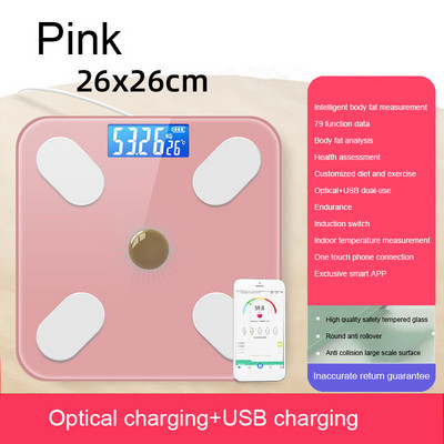 Digitaalne kaal kehakaal USB+optiline laadimine Bluetooth Smart Wireless BMI rasvaanalüsaator Vannituba tüdrukute ühiselamu kaasaskantav UUS