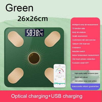 Digitaalne kaal kehakaal USB+optiline laadimine Bluetooth Smart Wireless BMI rasvaanalüsaator Vannituba tüdrukute ühiselamu kaasaskantav UUS