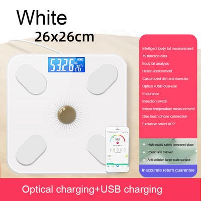 Digitaalne kaal kehakaal USB+optiline laadimine Bluetooth Smart Wireless BMI rasvaanalüsaator Vannituba tüdrukute ühiselamu kaasaskantav UUS