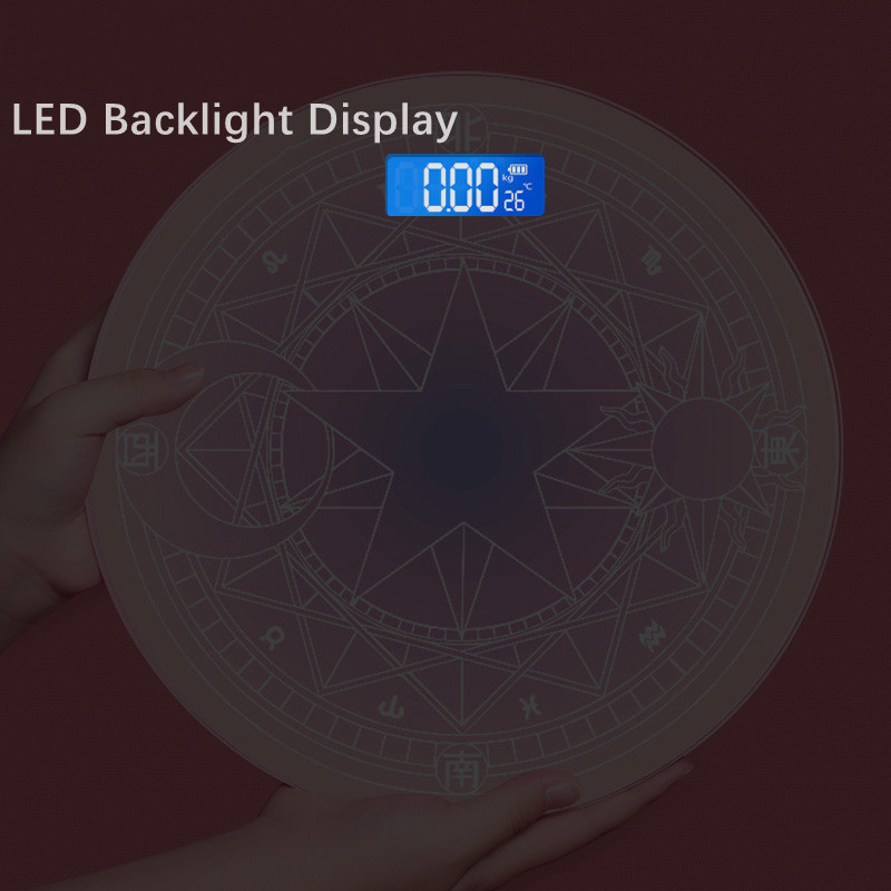Slatki ružičasti magični niz Kupaonska vaga LCD zaslon Elektronička digitalna vaga Vaga za vaganje Pametna ravnoteža tjelesne masti Podna vaga