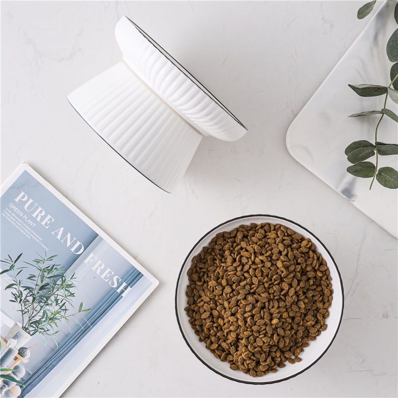 Jauka mājdzīvnieku bļoda multfilma Mājdzīvnieku barotava ar augstu pēdu ar vienu muti neslīdošas keramikas suņu barības bļodas Mājdzīvnieku dzeramā barošanas trauks