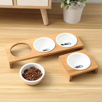 Fashion Cat Dog Feeders Μπολ Επιτραπέζια σκεύη μπαμπού Κεραμικό μπολ με νερό για τροφές για κατοικίδια Υψηλής ποιότητας αντιολισθητικά προμήθειες για κατοικίδια Μπολ για σκύλους γάτα