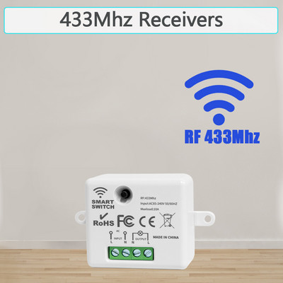 1/2/3 Gang Безжичен стенен превключвател RF 433Mhz Прекъсващ превключвател за светлина Дистанционно управление 86 10A 110V 220V Приемник за лампа LED вентилатор