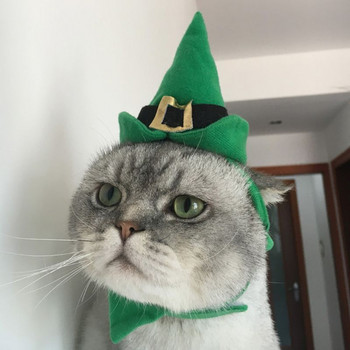 P82D Cute Hat Green Bear Tricorne Warmer for Pet Party Costume Accessories Ρυθμιζόμενα αξεσουάρ κεφαλής για γάτες και σκύλους