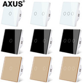 AXUS EU puutelüliti AC100-240V Led taustvalgus paneel karastatud kristallklaasist sein Valgussensoorsed lülitid 1/2/3 Gang Interruttore