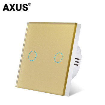 AXUS EU Сензорен превключвател AC100-240V Led подсветка Панел Закалено кристално стъкло Сензорни превключватели 1/2/3 Gang Interruttore
