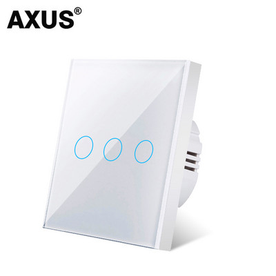 AXUS EU puutelüliti AC100-240V Led taustvalgus paneel karastatud kristallklaasist sein Valgussensoorsed lülitid 1/2/3 Gang Interruttore