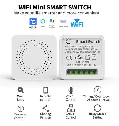 Tuya WiFi Smart Switch APP juhtmevaba kontroller Universaalne kaitselüliti taimer Nutikas elutöö LED-valguslülitiga Alexa tarvikud