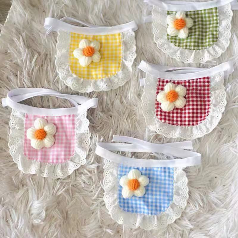 Ruuduline lillesall Lemmikkass Koerte kaelarihm Bichon Decor Supplies Kaisu kutsikate riided Aksessuaarid väikestele koertele Lemmikloomatarbed