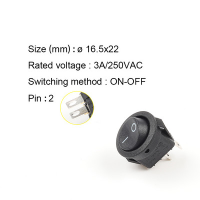 5gab KCD1-105 diametra mazi apaļi laivas svirslēdži Melni Mini apaļi melni balti sarkani 2 kontaktu IESLĒGŠANAS-IZSLĒGŠANAS svirslēdzis