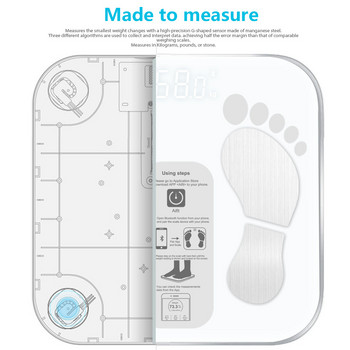 Έξυπνη ψηφιακή ηλεκτρονική ζυγαριά μπάνιου συμβατή με Bluetooth Ζυγαριά σωματικού λίπους BMI Ζυγαριά APP Analyzer Κοινωνική κοινή χρήση εφαρμογών