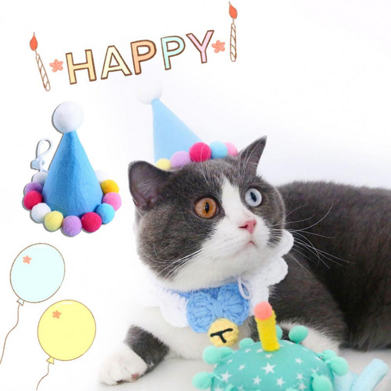 Skaista kaķu kleita ar pompomu Viegla 3D mājdzīvnieku suņiem kaķu truša cepure