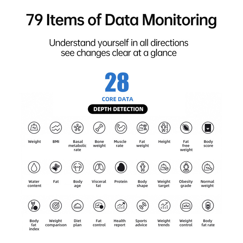 Nutikas keharasvakaal Vannitoakaalud Elektrooniline Bluetooth-kaalu veetasakaalu BMI koostise analüsaator põranda kehakaal