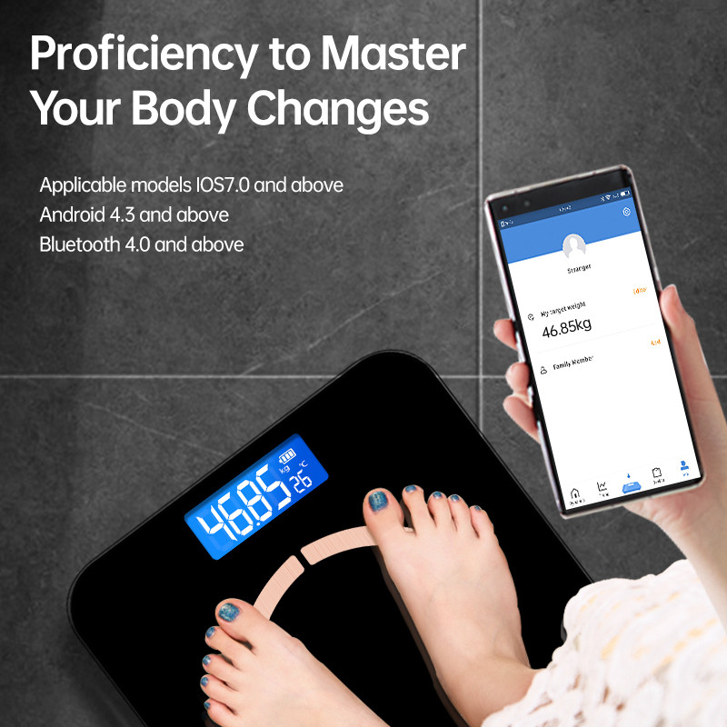 Nutikas keharasvakaal Vannitoakaalud Elektrooniline Bluetooth-kaalu veetasakaalu BMI koostise analüsaator põranda kehakaal