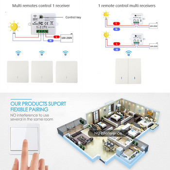 Ασύρματο Smart Switch Light 433Mhz RF 86 διακόπτης τοίχου με τηλεχειριστήριο Mini Relay Relay Receiver 220V Home Led Light Lamp Fan