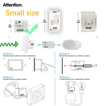 Ασύρματο Smart Switch Light 433Mhz RF 86 διακόπτης τοίχου με τηλεχειριστήριο Mini Relay Relay Receiver 220V Home Led Light Lamp Fan