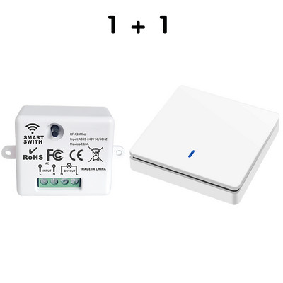 Juhtmeta nutikas lüliti valgus 433Mhz RF 86 seinapaneeli lüliti kaugjuhtimispuldiga minirelee vastuvõtjaga 220 V kodu LED-valguslampide ventilaator